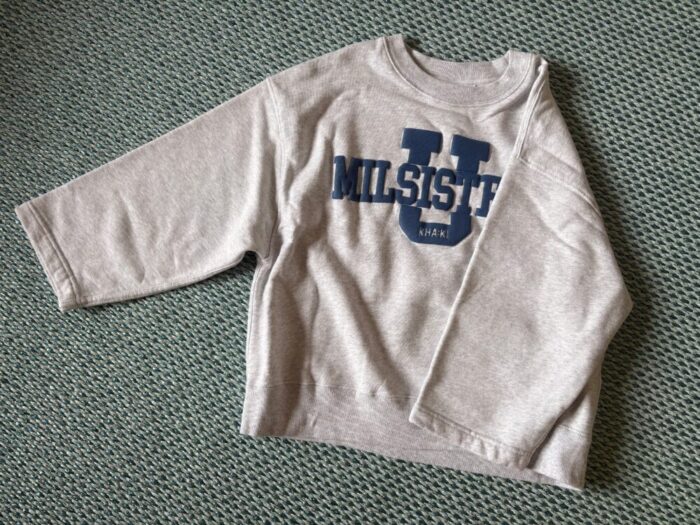 カレッジロゴ7分袖スウェット